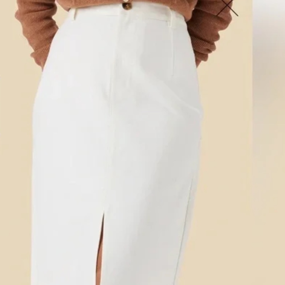 Amour Vert Lina Organic Cotton Midi Skirt Ivory White Women’s Large, New